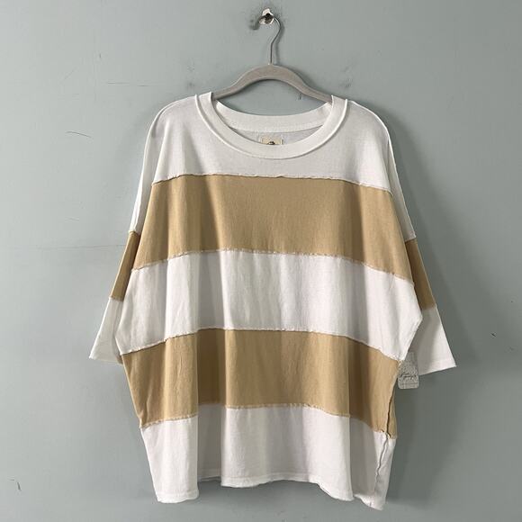 NWT Free People We The Free Maddie Ivory Combo Oversized T-Shirt - Picture 3 of 8